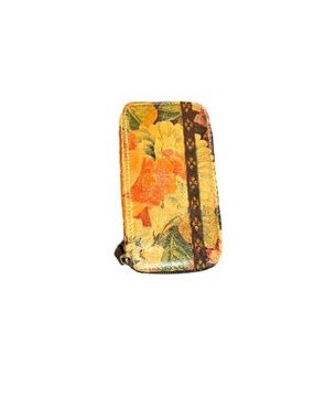 Yellow Floral Zip Phone Wallet Case with Card Slots, Zipper